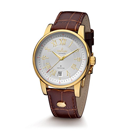 Kronsegler "Aminium II Automatik vergoldet-silbern mit Lederband von Kronsegler
