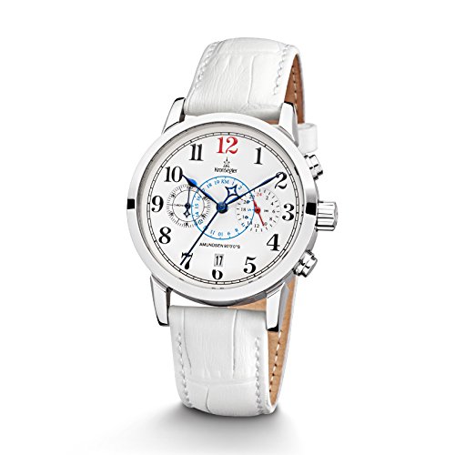 Kronsegler Amundsen 90°0'0''S Damen Chronograph & Telemeter Stahl-Weiss/Weiss von Kronsegler