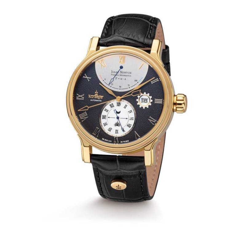 Kronsegler Automatikuhr Isaac Newton Principia Mathematica, Herrenuhr, Gangreservenanzeige, Datum, 24 h von Kronsegler