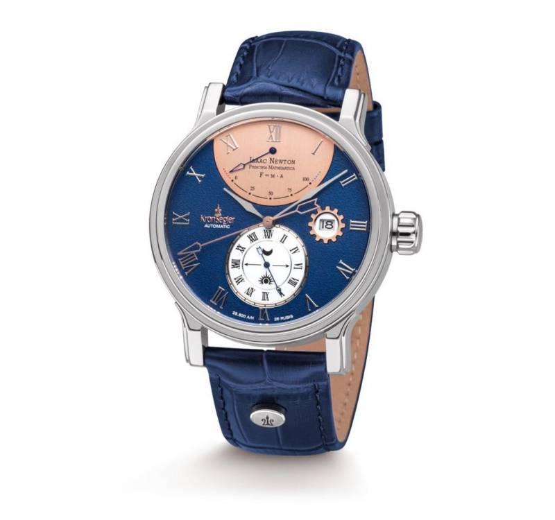 Kronsegler Automatikuhr Isaac Newton Principia Mathematica, Herrenuhr, Gangreservenanzeige, Datum, 24 h von Kronsegler