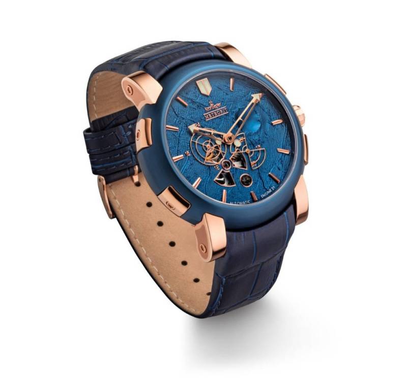 Kronsegler Automatikuhr Meteorit Herren Armbanduhr m. Lederband, mit Meteoritenstein von Kronsegler