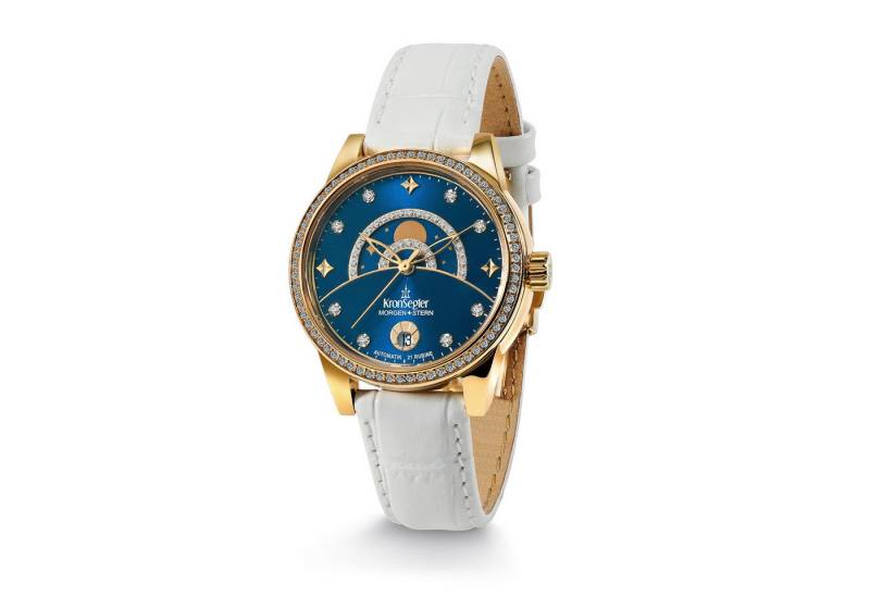 Kronsegler Automatikuhr Morgenstern Damenuhr, mit kratzfestem Saphirglas und Zirkoniasteinen von Kronsegler