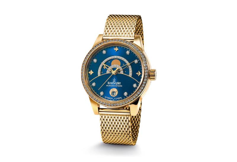 Kronsegler Automatikuhr Morgenstern Damenuhr, mit kratzfestem Saphirglas und Zirkoniasteinen von Kronsegler