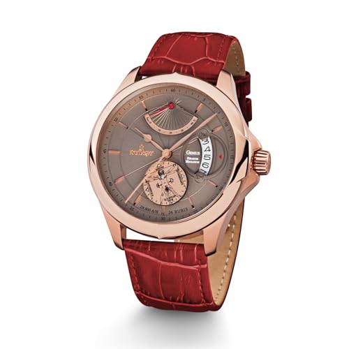 Kronsegler Genius - Horarium Mechanicus - Herren Armbanduhr Automatik Rosevergoldet-Umbra-Granat von Kronsegler