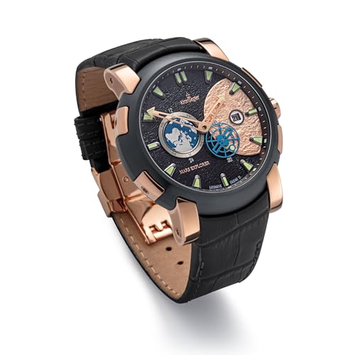 Kronsegler Mars Explorer Herrenuhr Automatik Rose schwarz mit Lederband von Kronsegler
