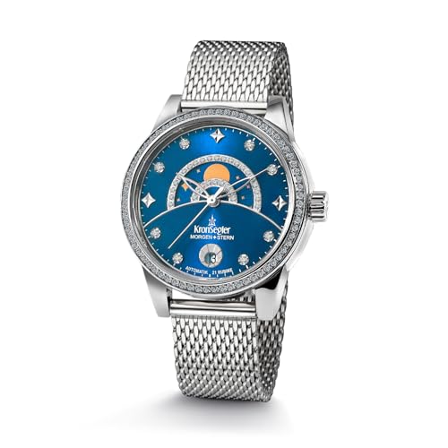 Kronsegler Morgenstern Damen Armbanduhr Automatik Stahl Blau mit Milanaiseband von Kronsegler