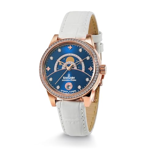 Kronsegler Morgenstern Damen Armbanduhr Automatik Rose Blau mit Lederband von Kronsegler