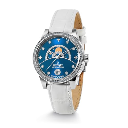 Kronsegler Morgenstern Damen Armbanduhr Automatik Stahl Blau mit Lederband von Kronsegler
