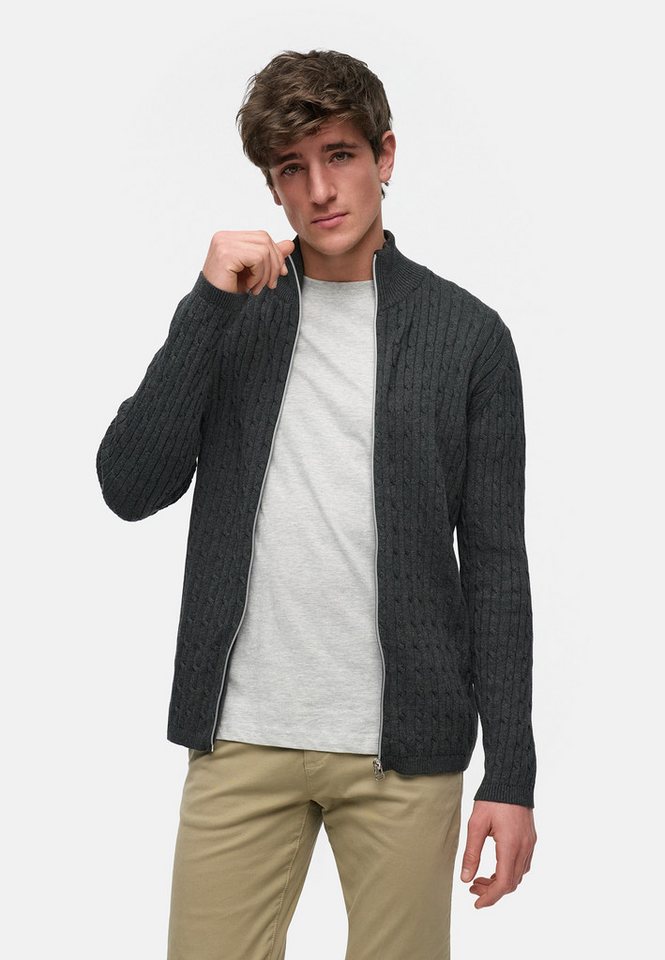 Kronstadt Strickjacke KSCable Zip aus hochwertigem Jaquard-Feinstrick von Kronstadt