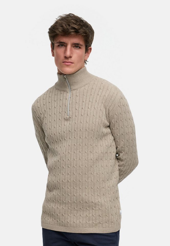 Kronstadt Strickpullover KSCable Half-Zip aus hochwertigem Jaquard-Feinstrick von Kronstadt