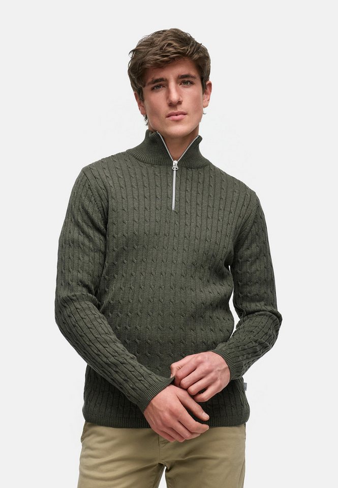 Kronstadt Strickpullover KSCable Half-Zip aus hochwertigem Jaquard-Feinstrick von Kronstadt
