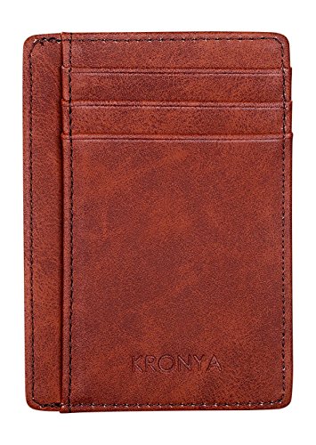 Kronya® | Elegante Geldbörse aus Leder mit RFID-Schutz | Brieftasche Etui Geldbeutel Geldklammer Halter Halterung Kartenetui Kartenhalter Kreditkartenetui Kreditkartenhalter (Braun) von Kronya