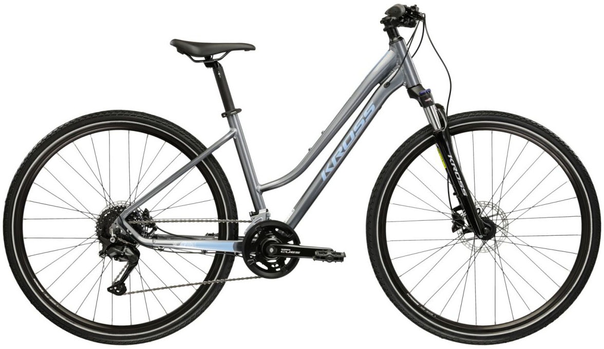 Kross Crossrad "Crossrad Damen 28" Evado 5.0 grau 18 Gänge" 18 Gang Shimano CUES U3020 Schaltwerk Kettenschaltung von Kross