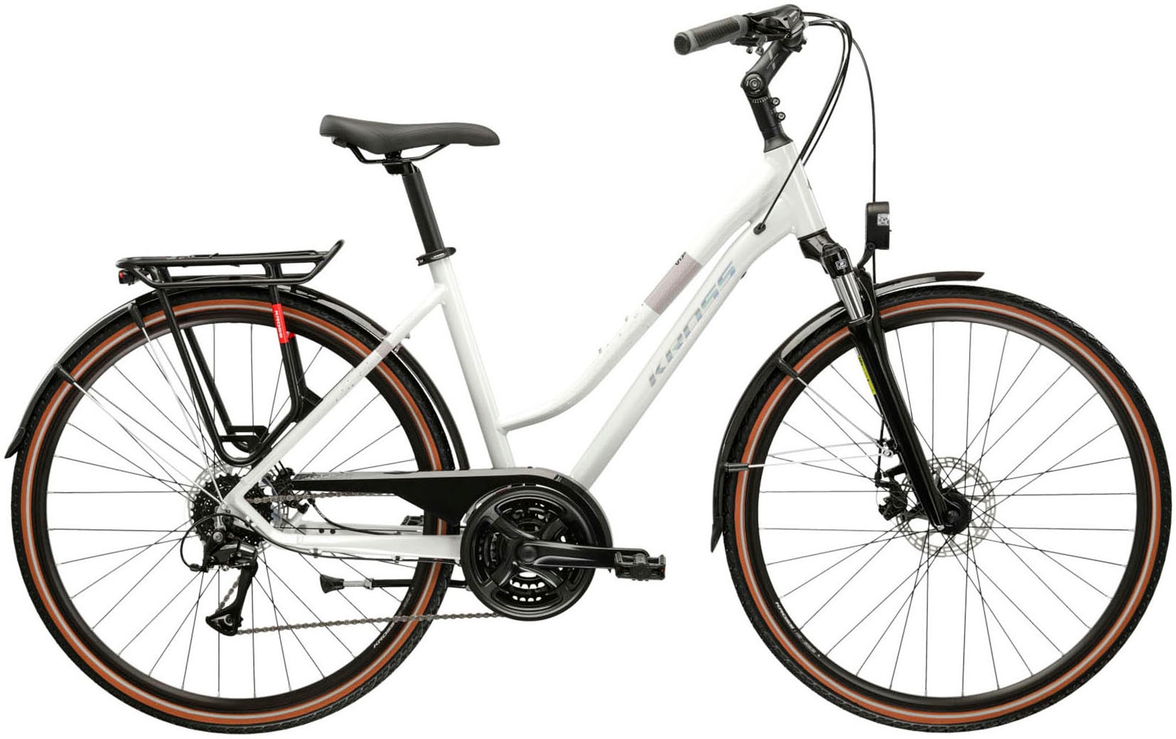 Kross Trekkingrad "KROSS Trekkingrad Damen 28" Trans 3.0 ULT.RA weiß 24 Gänge" 24 Gang Shimano ACERA M3020 Schaltwerk Kettenschaltung von Kross