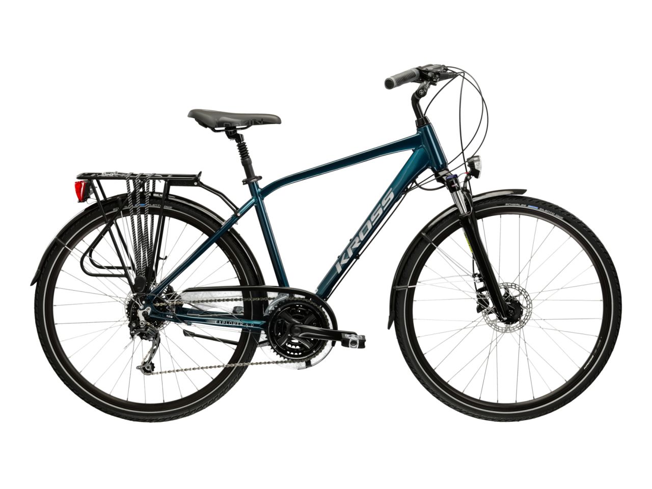 Kross Trekkingrad "KROSS Trekkingrad Herren 28" Explorer 45.0 blau 24 Gänge" 24 Gang Shimano DEORE M592 Schaltwerk Kettenschaltung von Kross