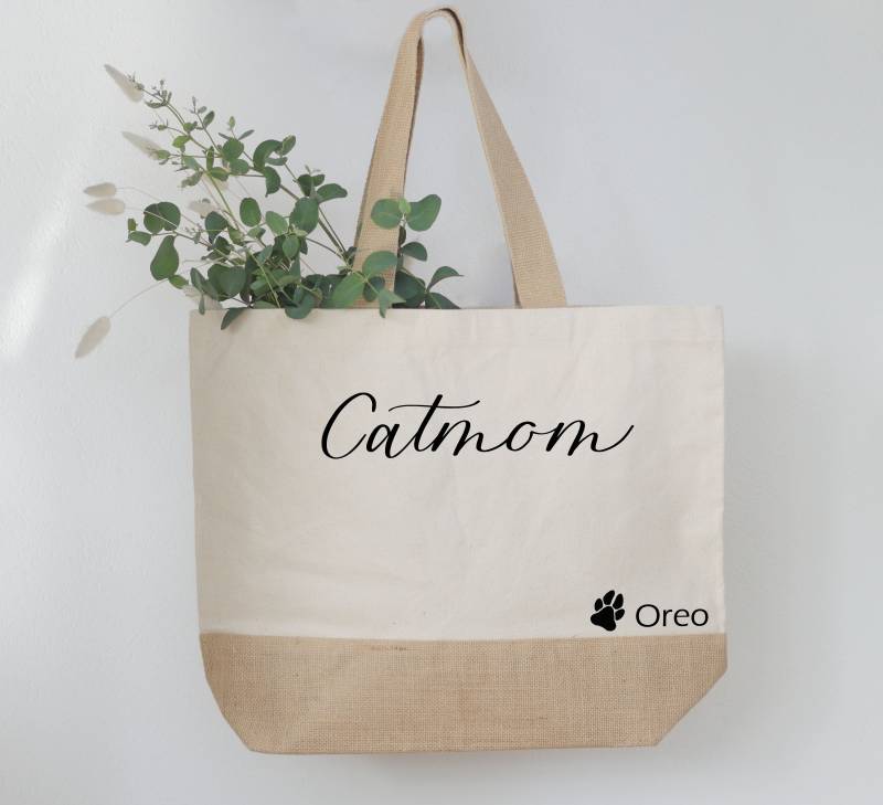 Jutetasche Catmom/ Personalisiert/ Einkaufstasche/ Katzennamen /Tragetasche /Individuelles Geschenk Jutetasche Catmom/ Personalisiert/ Einkaufstasche/ Katzennamen /Tragetasche /Individuelles Geschenk von KrueativShirts