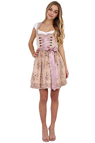 Krüger MADL Dirndl Rosie 50cm Mini Modell 44556-15 Beige Rosa (32, Beige) von Krüger