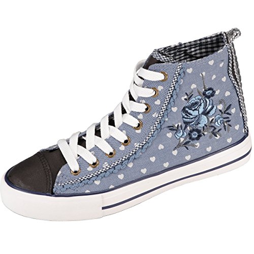 Krüger MADL Damen Trachtensneaker Heartbreaker | Trachtenschuhe | Modell: 4522 (Blau 8) | Größe (36) von Krüger Dirndl GmbH