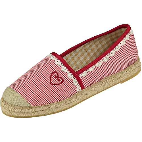Krüger MADL Espadrilles Red Check rot, Gr.40 von Krüger Dirndl GmbH