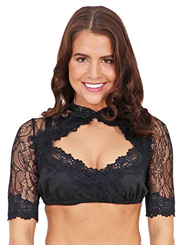 Damen Dirndlbluse Pippa aus Spitze 27183 - Schwarz Gr. 44 von Krüger Dirndl