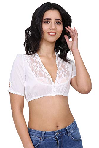 Krüger Collection Damen Dirndlbluse Erika mit V-Ausschnitt 28183 - Ecru Gr. 42 von Krüger Dirndl