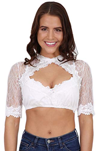 Krüger Collection Damen Dirndlbluse Pippa aus Spitze 27183 - Ecru Gr. 36 von Krüger Dirndl