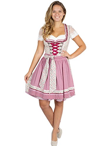 Krüger Dirndl Blessed Red 45535 50er Länge weiß Bordeaux (50er Länge Bordeaux, 38) von Krüger Dirndl