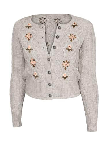 Krüger Dirndl Damen Strickjacke 39748 hellgrau XL von Krüger Dirndl