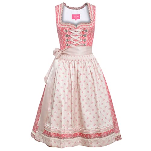 Krüger Dirndl Damen Trachten-Mode Midi Dirndl Vanessa in Pink traditionell, Größe:32, Farbe:Pink von Krüger Dirndl