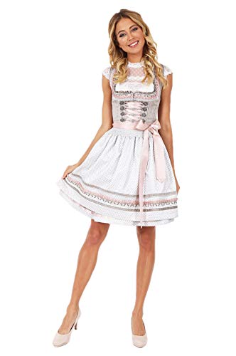 Krüger Dirndl Iris | 50er Länge kurz Natur rosa | MADL 48525-15 | hell elegant (38) von Krüger Dirndl