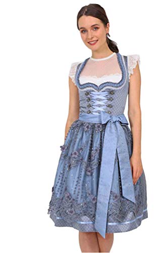 Krüger Dirndl Midi Dirndl 2tlg. 60 cm NAYARA blau Taupe, 34 von Krüger Dirndl