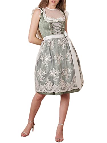 Krüger Dirndl Nicola 60er Länge grün | Rocklänge 60cm lindgrün weiß (as3, Numeric, Numeric_38, Regular, Regular, 38) von Krüger Dirndl