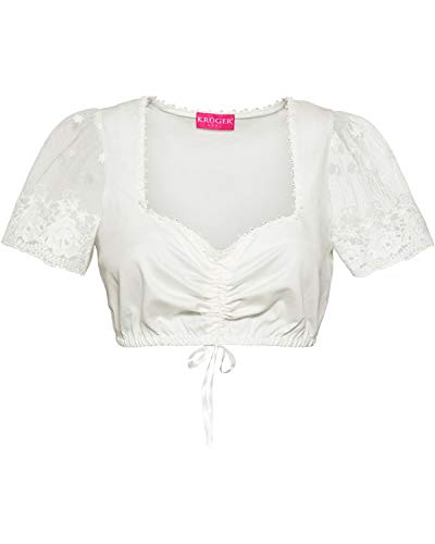 Krüger Dirndlbluse 31160 Märchenhaft Ecru Creme Spitze (Ecru, 48) von Krüger Dirndl