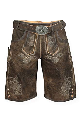 Krüger - Herren Lederhose mit Gürtel, Helios(Artikelnummer: 99611), Größe:56, Farbe:Stein (7) von Krüger Dirndl