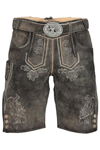 Krüger - Herren Lederhose mit Gürtel, Helios(Artikelnummer: 99611), Größe:48, Farbe:grau (44) von Krüger Dirndl