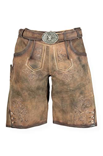 Krüger - Herren Lederhose mit Gürtel, Helios(Artikelnummer: 99611), Größe:50, Farbe:Korn (71) von Krüger Dirndl