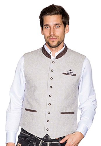 Krüger Leinen Trachten Weste Romeo - Hellgrau Gr. 54 von Krüger Dirndl