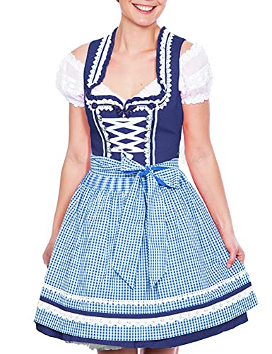 Krüger MADL Dirndl Miracle - Blau Weiß 50cm - Gr. 40 von Krüger Dirndl