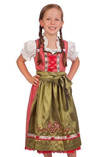 Trachten Kinderdirndl 3tlg. - RÖSCHEN - erdbeer, Größe 92 von Krüger Dirndl