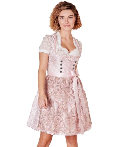 Krüger MADL Dirndl Lia mit Spitzenschürze 415767 | Rose 50cm 38 von Krüger MADL