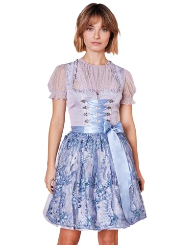 Krüger MADL Dirndl Karlotta mit Spitzenschürze 419067 | Hellblau 50cm 38 von Krüger MADL