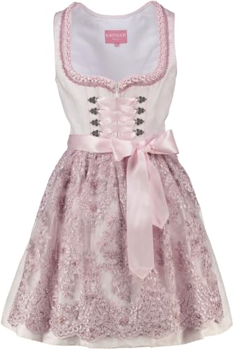 Krüger MADL Dirndl Paulin mit Spitzenschürze 417067 | Rose 50cm 34 von Krüger Madl