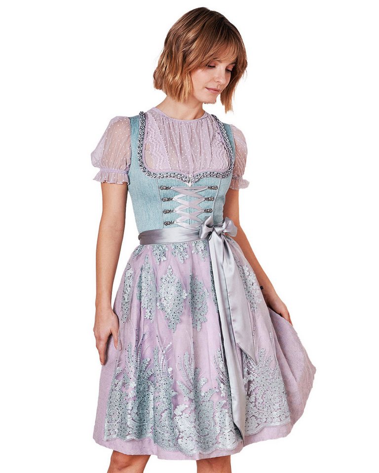 Krüger Madl Dirndl Dirndl 'Mera' mit Spitzenschürze 416667, Türkis F von Krüger Madl