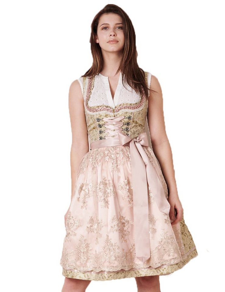 Krüger Madl Dirndl 'Florentina' Spitzenschürze 411364, Hellgrün Rosa von Krüger Madl