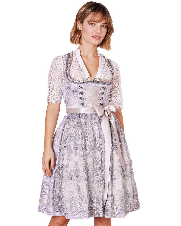 Krüger Madl Dirndl 'Lenore' mit Spitzenschürze 414866, Grau 60cm von Krüger Madl