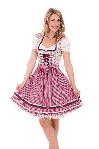 Krüger Madl Dirndl Scattered Blooms 50er Rocklänge weinrot (40, weinrot) von Krüger Madl