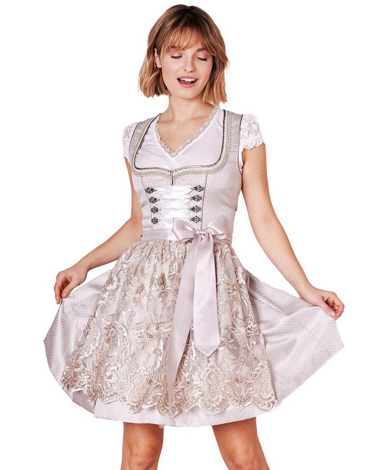 Krüger Madl Dirndl 'Vivien' mit Spitzenschürze 414867, Beige 50cm von Krüger Madl