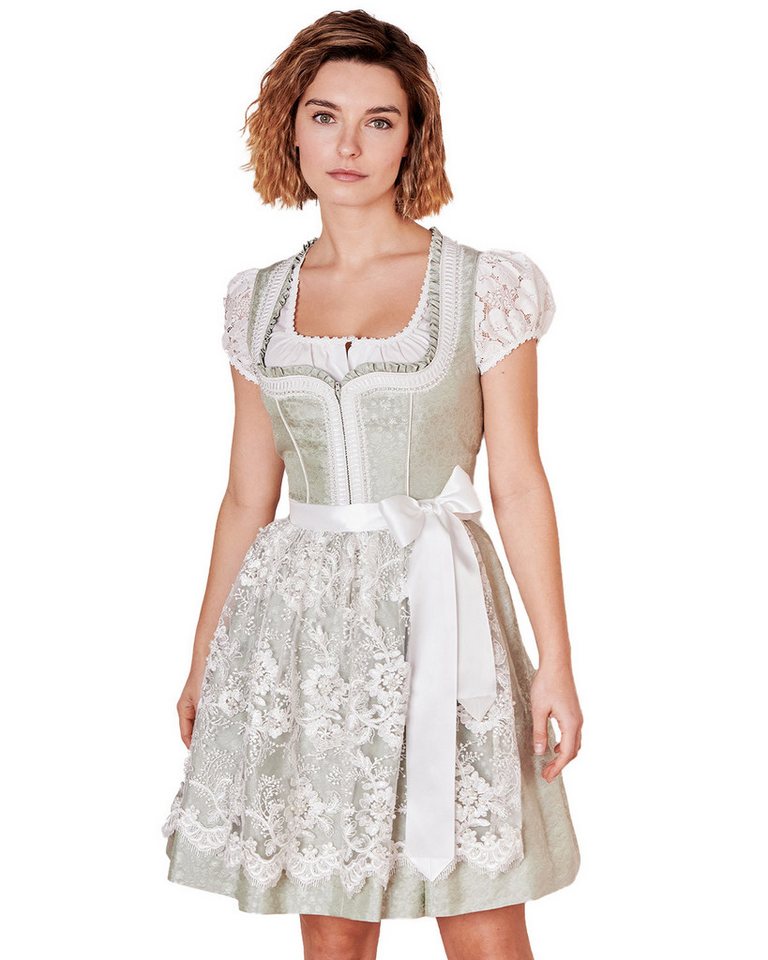 Krüger Madl Dirndl 'Zephyra' mit Spitzenschürze 414267, Hellgrün 50c von Krüger Madl