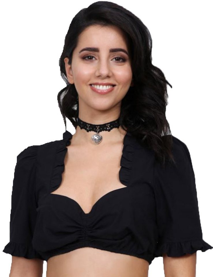 Krüger Madl Dirndlbluse 'Negra' Halbarm mit Rüschen 42940, Schwarz von Krüger Madl