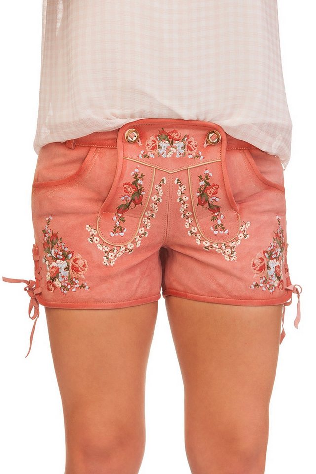 Krüger Madl Lederhose Trachtenlederhose Damen - FRIEDL - rosé von Krüger Madl